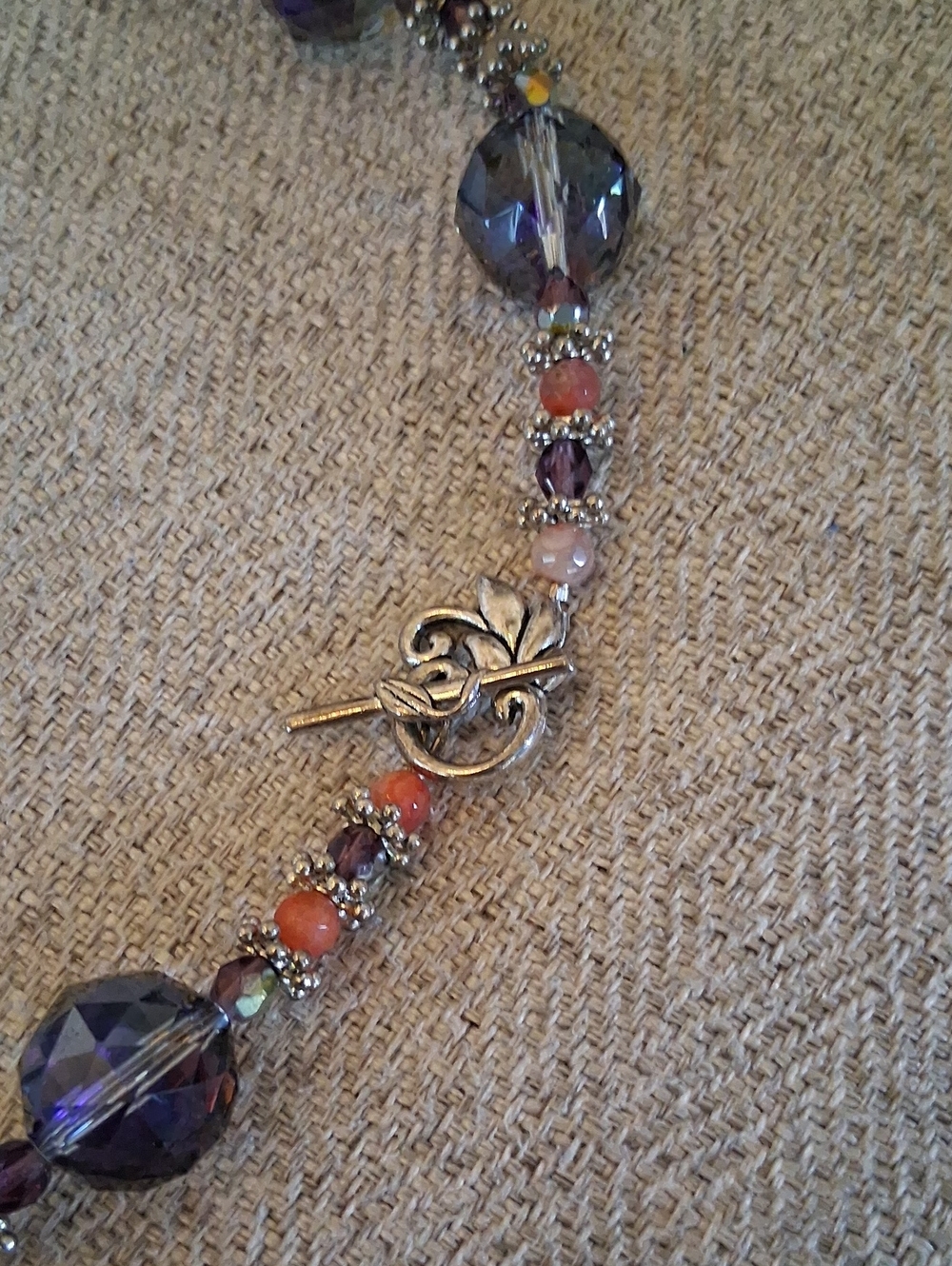Handcrafted Purple Beaded Crystals Statement Necklace - Elegant Women's Jewelry - Picture 4 of 8